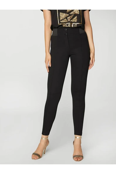 Faik Sönmez Minimalist Yüksek Bel Dar Paça Kadın Pantolon - Günlük & Ofis - Resim 4