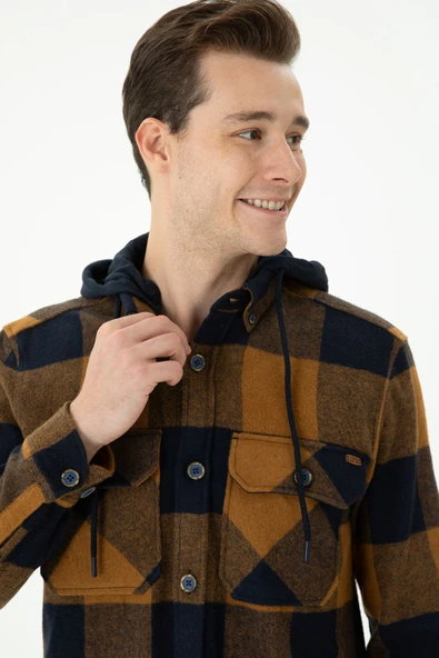 U.S. Polo Assn. Erkek Oversize Flanel Gömlek - Kaban Yaka - Uzun Kol - 7