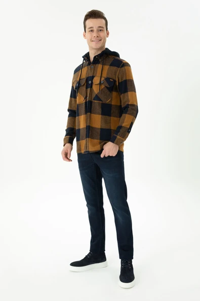 U.S. Polo Assn. Erkek Oversize Flanel Gömlek - Kaban Yaka - Uzun Kol - 9