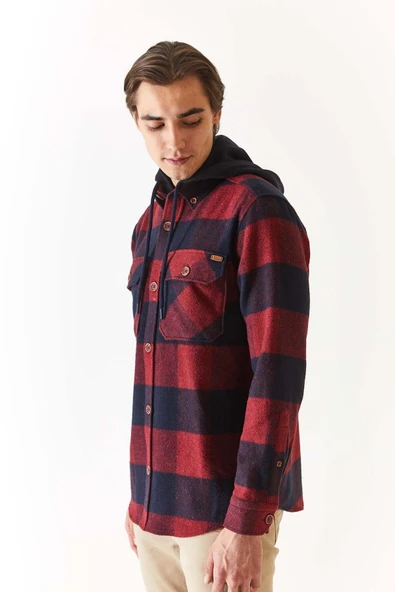 U.S. Polo Assn. Erkek Oversize Flanel Gömlek - Kaban Yaka - Uzun Kol - 2