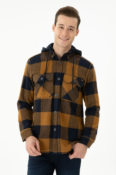U.S. Polo Assn. Erkek Oversize Flanel Gömlek - Kaban Yaka - Uzun Kol - 6