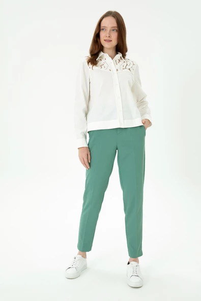 U.S. Polo Assn. Minimalist Kadın Pantolon - Yüksek Bel Dar Kesim - Resim 3