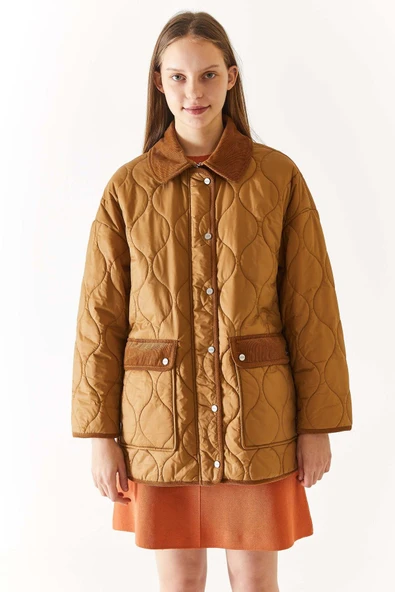 U.S. Polo Assn. Oversize Kapitone Midi Kadın Kaban - Günlük Stil