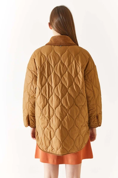 U.S. Polo Assn. Oversize Kapitone Midi Kadın Kaban - Günlük Stil - 3