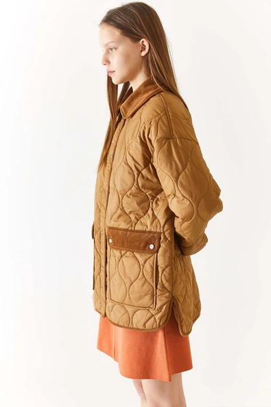 U.S. Polo Assn. Oversize Kapitone Midi Kadın Kaban - Günlük Stil - 2