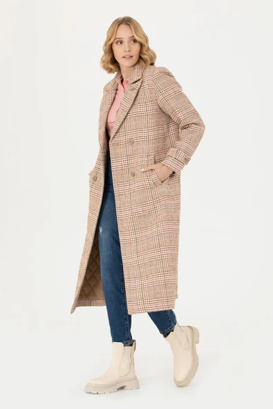 U.S. Polo Assn. Oversize Midi Kaban - Kareli, Günlük, Şık