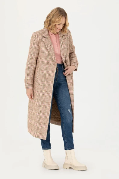 U.S. Polo Assn. Oversize Midi Kaban - Kareli, Günlük, Şık - 3