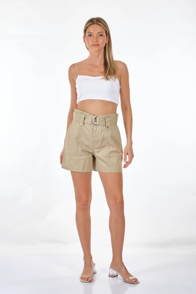 Only Yüksek Bel Kemer Detaylı Oversized Kadın Şort - Rahat & Şık - 8