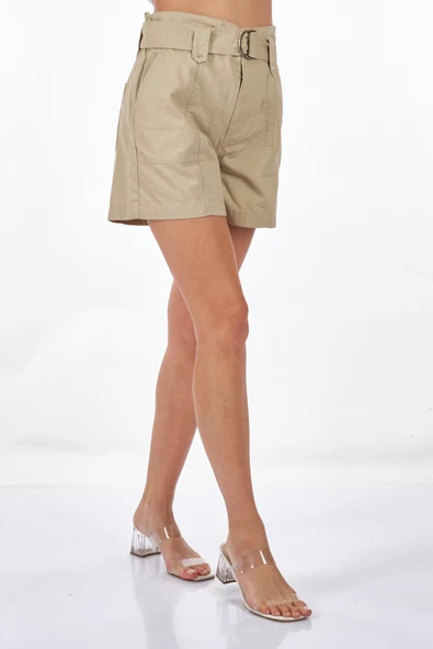 Only Yüksek Bel Kemer Detaylı Oversized Kadın Şort - Rahat & Şık - 6