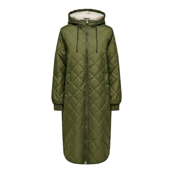 Only Oversize Kapüşonlu Midi Kışlık Kaban - Sıcak ve Şık