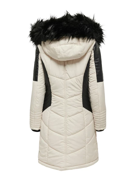 Only Kapüşonlu Asimetrik Fermuarlı Midi Kaban - Kışlık - 9