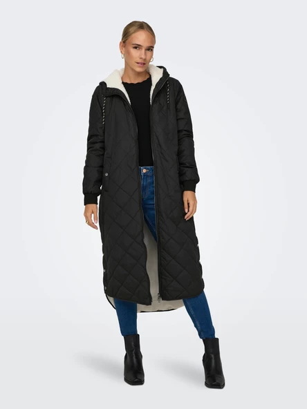 Only Oversize Kapüşonlu Midi Kışlık Kaban - Sıcak ve Şık - 6