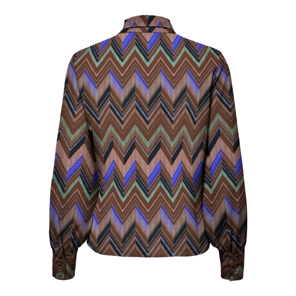 Only Geometrik Desenli Uzun Kol Minimalist Bluz - Vintage Tarz - 2