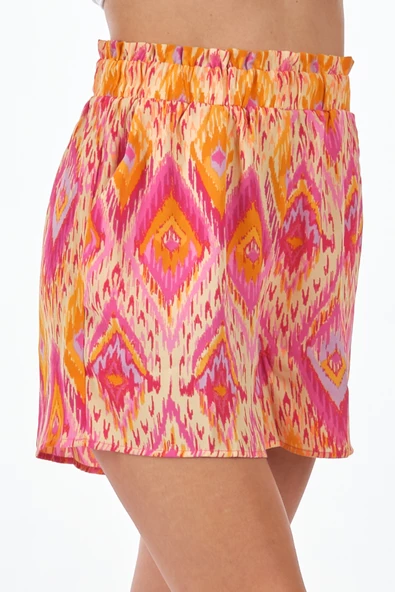Only Yüksek Belli Desenli Mini Kadın Şort - Yazlık Günlük - 4