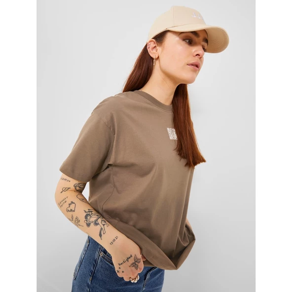 Jack&Jones JJXX Oversize Minimalist Kadın Tişört - Kısa Kol Günlük - Resim 4