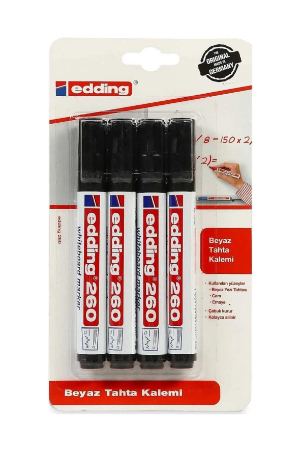 Marka: Eddıng 260 Beyaz Yazı Tahtası Kalemi Siyah 4 Adet Kategori: Sekreterlik - Resim 4