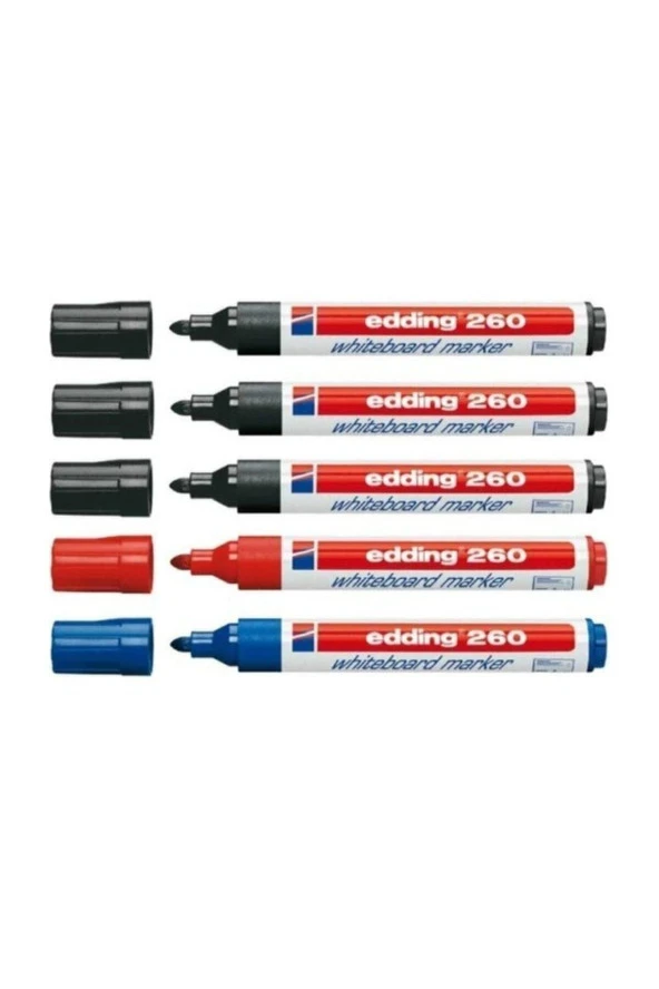 260 Beyaz Tahta Kalemi 3 Siyah 1 Mavi 1 Kırmızı ürün görseli 1