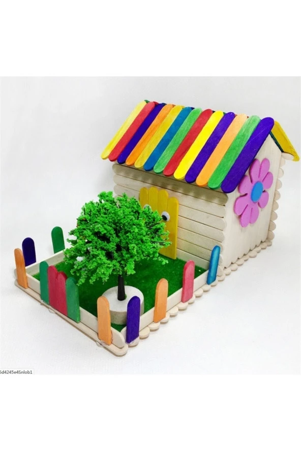 Renkli Dil Çubuğu Geniş Ahşap Abeslang 50'li Paket - Resim 2