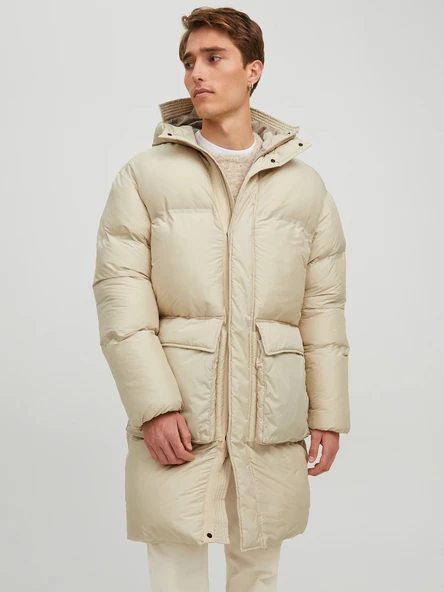 Jack&Jones Oversize Kapüşonlu Uzun Erkek Kışlık Mont - Minimalist