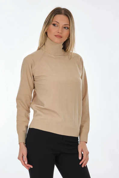 Unique Mode Minimalist Boğazlı Uzun Kol Kadın Kazak - Günlük Kombinler İçin - 4