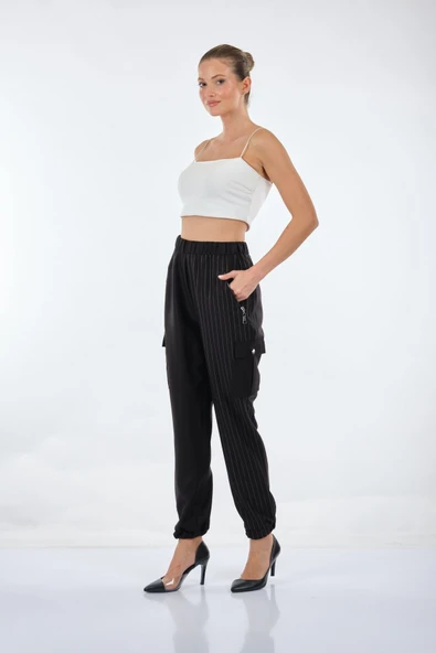 Unique Mode Oversize Çizgili Kadın Pantolon - Minimalist & Rahat - Resim 6