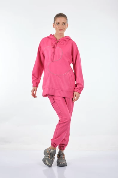 Unique Mode Oversize Kapüşonlu Midi Sweatshirt - Günlük Şıklık - Resim 2