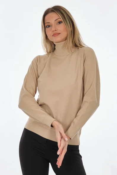 Unique Mode Minimalist Boğazlı Uzun Kol Kadın Kazak - Günlük Kombinler İçin - 2