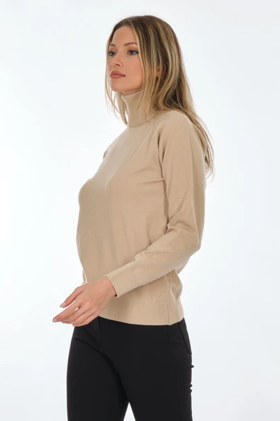 Unique Mode Minimalist Boğazlı Uzun Kol Kadın Kazak - Günlük Kombinler İçin - 3