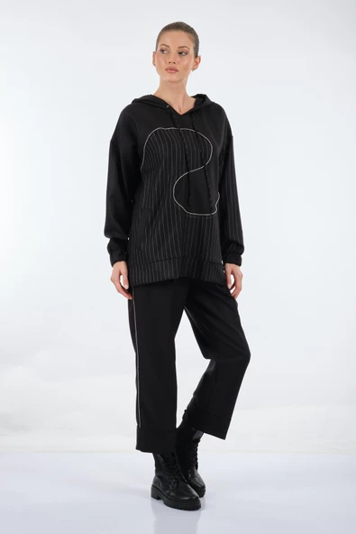 Unique Mode Oversize Kapüşonlu Midi Sweatshirt - Günlük Şıklık - Resim 7