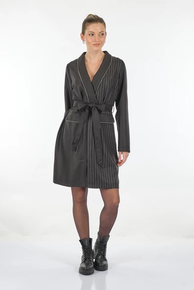 Unique Mode Minimalist Uzun Kol Midi V Yaka Günlük Elbise - Şık ve Rahat - 6