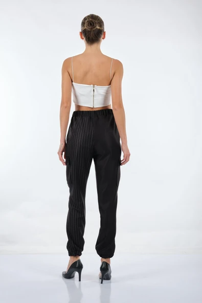 Unique Mode Oversize Çizgili Kadın Pantolon - Minimalist & Rahat - Resim 8