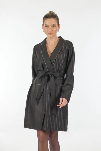 Unique Mode Minimalist Uzun Kol Midi V Yaka Günlük Elbise - Şık ve Rahat - 3