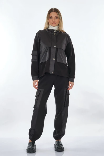 Unique Mode Oversize Kapüşonlu Cepli Kadın Kışlık Mont - 2