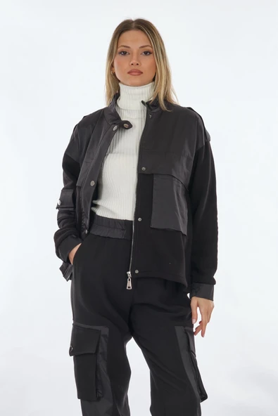 Unique Mode Oversize Kapüşonlu Cepli Kadın Kışlık Mont - 5