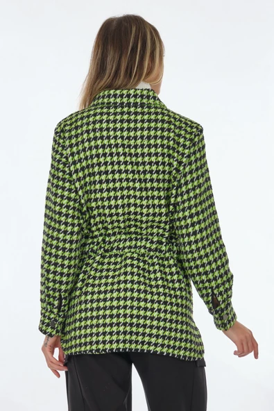 Unique Mode Oversize Midi Kazayağı Desenli Fermuarlı Ceket - Günlük & Şık - Resim 6