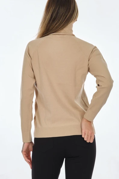 Unique Mode Minimalist Boğazlı Uzun Kol Kadın Kazak - Günlük Kombinler İçin - 5