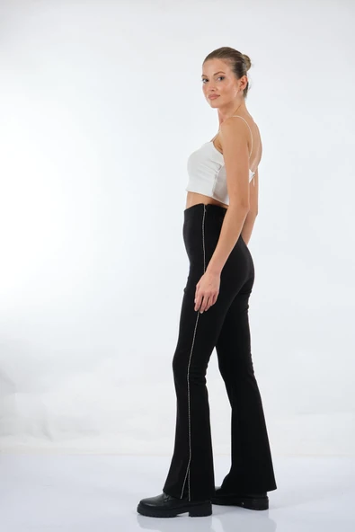 Unique Mode Minimalist Yüksek Bel Çan Paça Kadın Tayt - Günlük Kullanım - 6