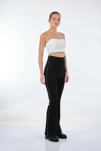 Unique Mode Minimalist Yüksek Bel Çan Paça Kadın Tayt - Günlük Kullanım - 5