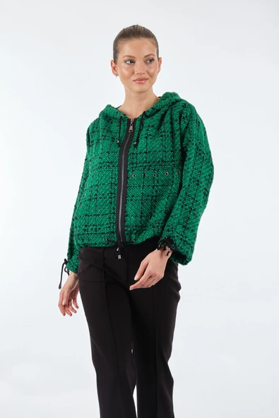 Unique Mode Oversize Kapüşonlu Crop Kadın Mont - Günlük Kullanım - 2