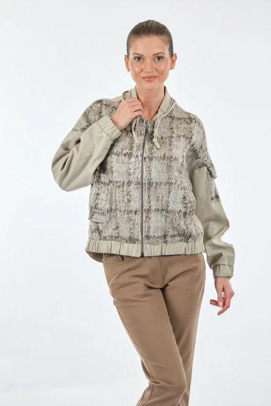 Unique Mode Oversize Kapüşonlu Minimalist Kadın Ceket - Deri Detaylı - 2