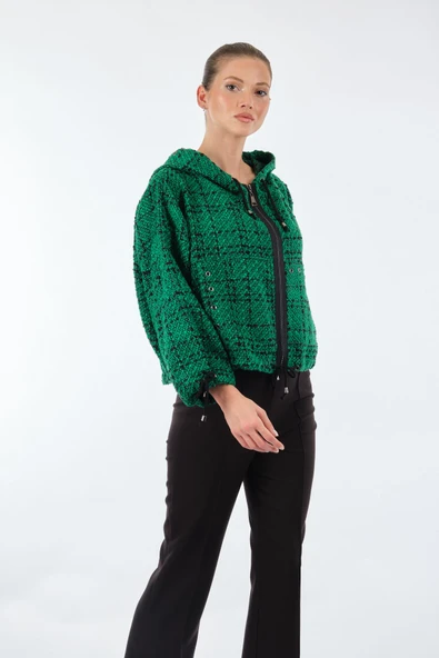 Unique Mode Oversize Kapüşonlu Crop Kadın Mont - Günlük Kullanım - 6