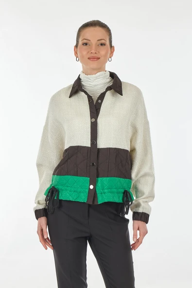 Unique Mode Oversize Crop Gömlek Yaka Kadın Mont - Minimalist