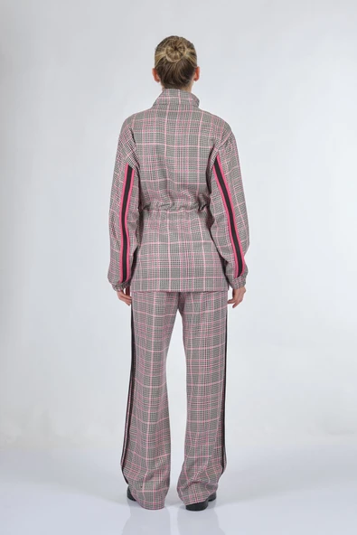 Unique Mode Oversize Kareli Kadın Mont Takım - Günlük Spor Şıklık - 6