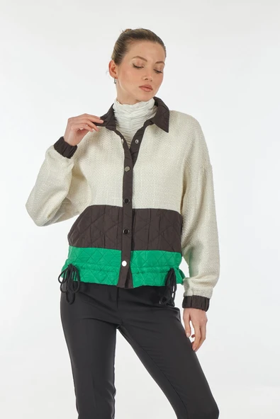 Unique Mode Oversize Crop Gömlek Yaka Kadın Mont - Minimalist - 3