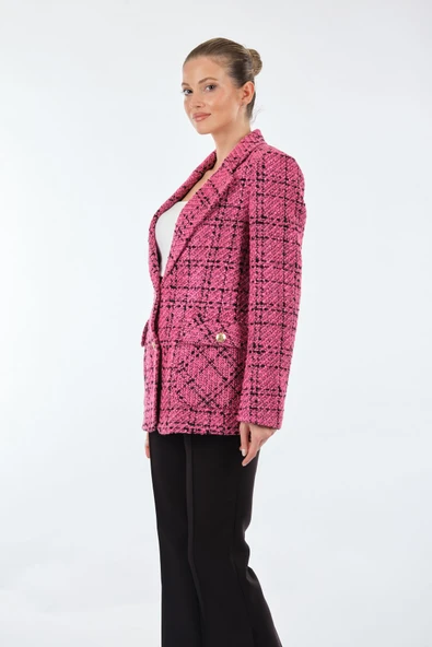 Unique Mode Minimalist Çift Göğüslü Uzun Kol Kadın Ceket - Trend 2025 - Resim 3