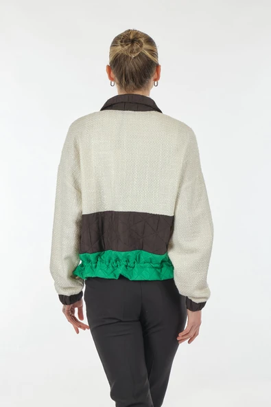 Unique Mode Oversize Crop Gömlek Yaka Kadın Mont - Minimalist - 8