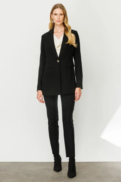 Ekol Minimalist Midi Kadın Ceket - Uzun Kol - Modern Tasarım - 2