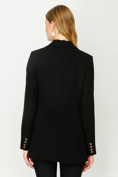 Ekol Minimalist Midi Kadın Ceket - Uzun Kol - Modern Tasarım - 5