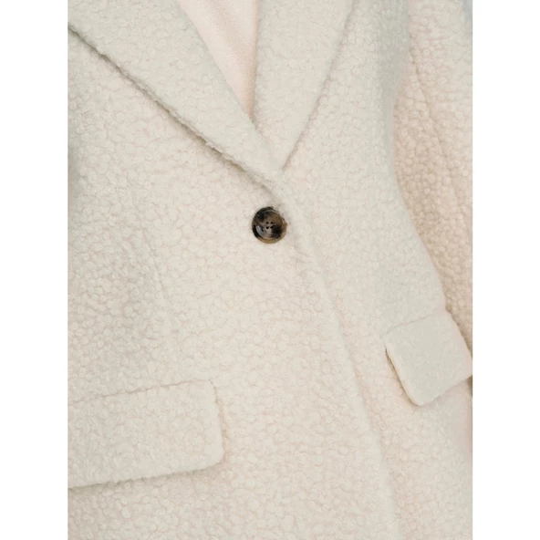 Only Minimalist Yaka Tek Düğmeli Midi Kadın Ceket - Günlük Şıklık - Resim 7