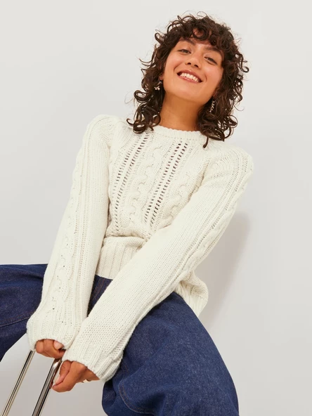 Jack&Jones JJXX Minimalist Örgü Kadın Kazak - Uzun Kol - Günlük - 5